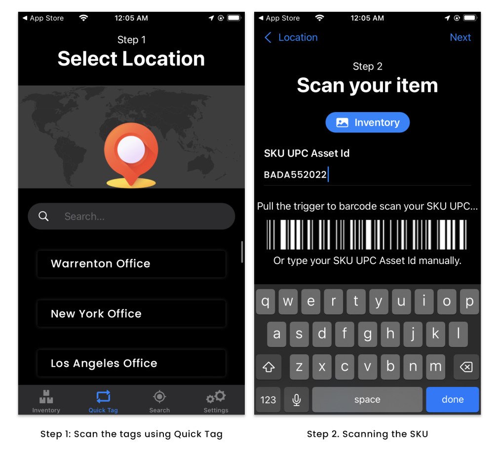 Bước 1 và bước 2 để thêm các mặt hàng mới bằng tính năng Gắn thẻ nhanh – Quick Tag.