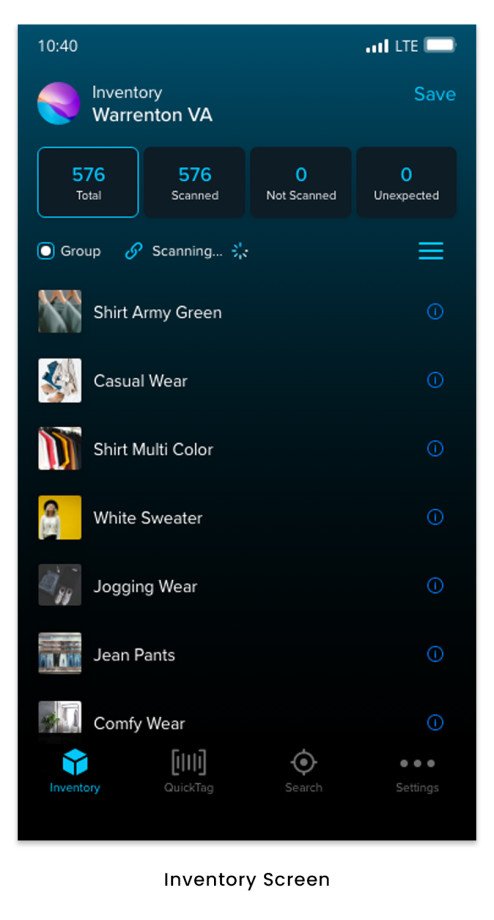 Màn hình Inventory của ứng dụng Wave