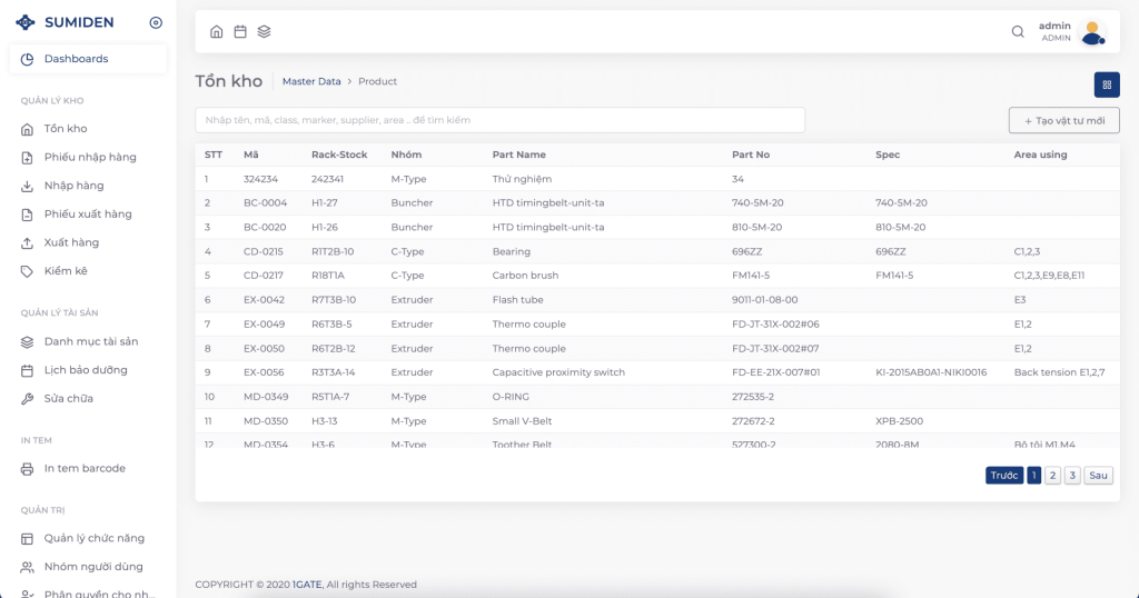 Nhóm chức năng Inventory​ trong phần mềm Trackify.WMS