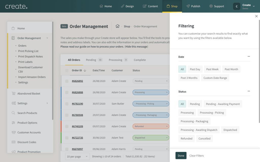 Nhóm chức năng Order​ trong phần mềm Trackify.WMS