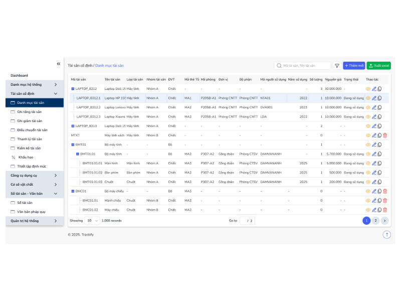 Phần mềm quản lý tài sản Trackify.EAM