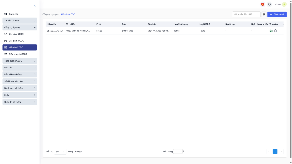 Quản lý tài sản công Phần mềm quản lý tài sản công: Tính năng quản lý công cụ dụng cụ