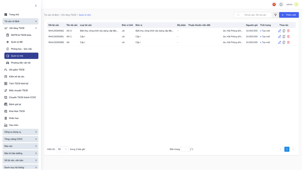 Phần mềm quản lý tài sản công: Tính năng quản lý tài sản cố định​