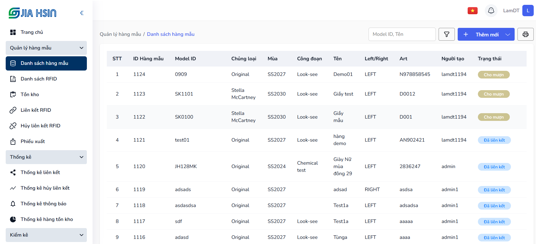 Phần mềm quản lý hàng hóa tại Jia Hsin do Trackify triển khai