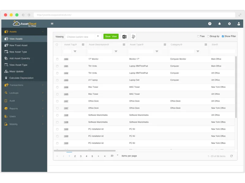 Phần mềm RFID cho quản lý tồn kho Wasp AssetCloud