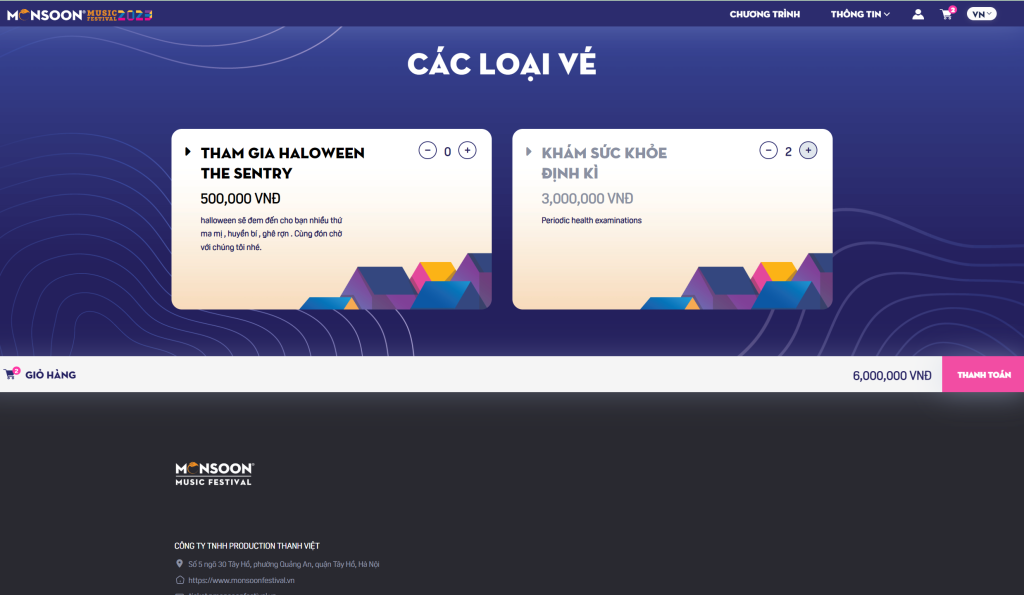 Trackify triển khai hệ thống quản lý sự kiện bằng RFID cho Monsoon Music Festival Hệ thống quản lý sự kiện ứng dụng RFID: Phần mềm bán vé online