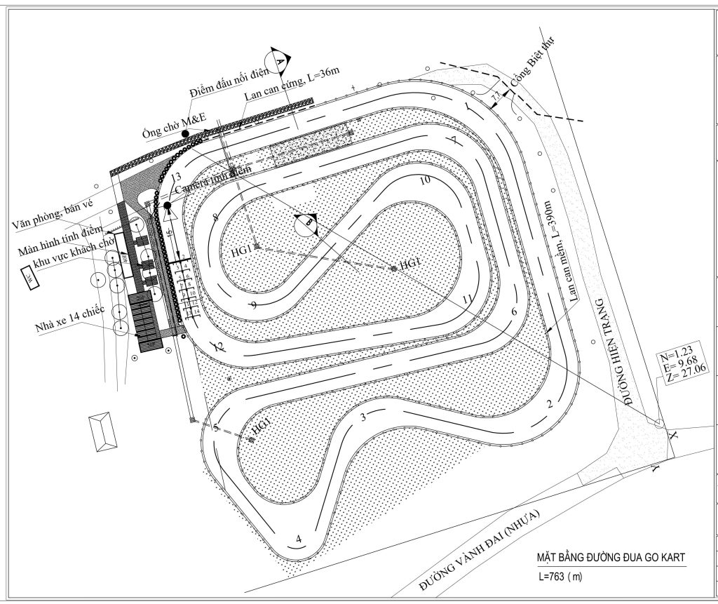 Triển khai hệ thống tính giờ xe Go Kart tại Monaco Nghi Sơn Mặt bằng đường đua Go Kart tại dự án Monaco Nghi Sơn