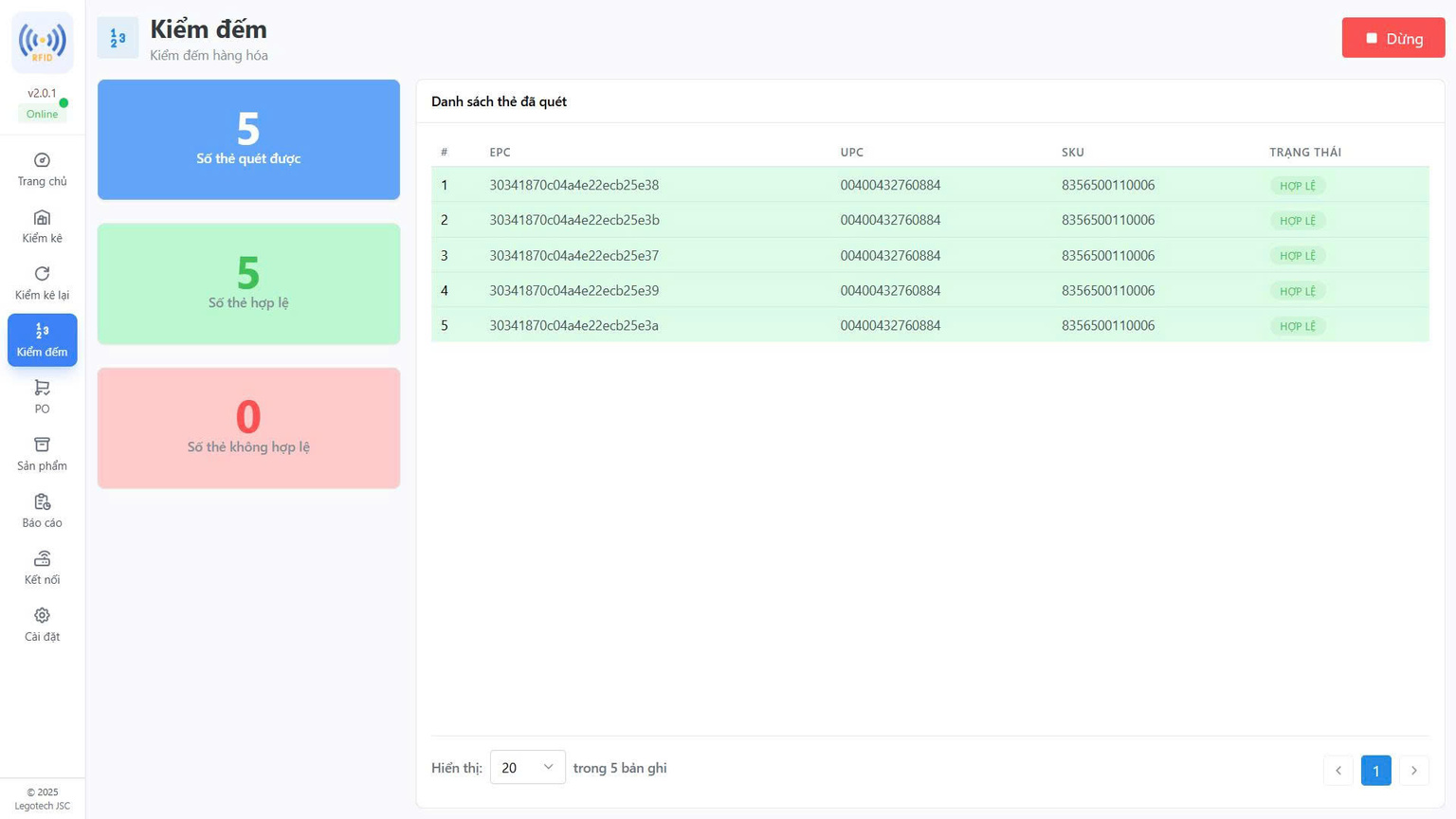 Phần mềm quản lý hàng hóa bằng băng tải đếm hàng RFID Tunnel
