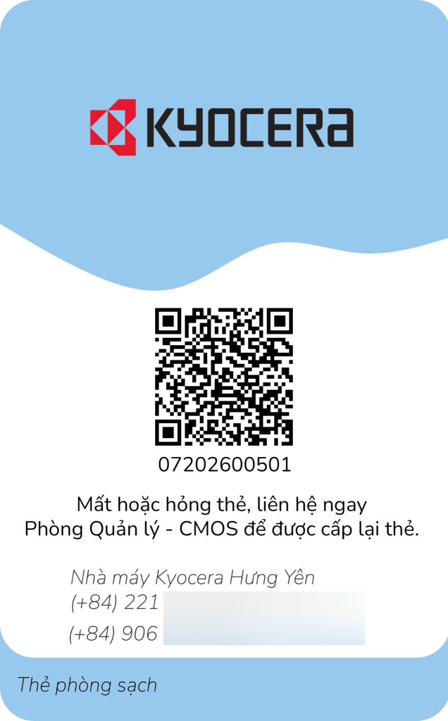 Thẻ ra vào phòng sạch tại Kyocera Việt Nam